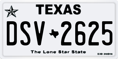 TX license plate DSV2625