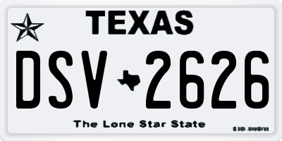 TX license plate DSV2626