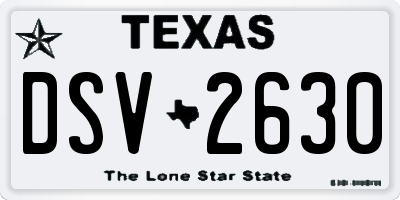 TX license plate DSV2630