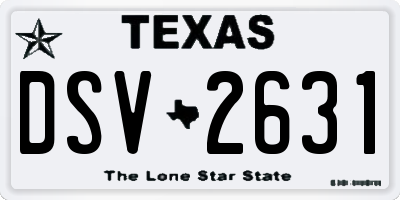 TX license plate DSV2631