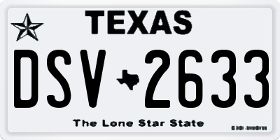 TX license plate DSV2633