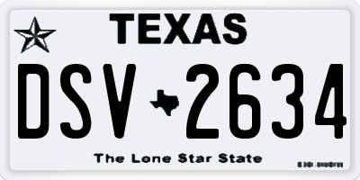 TX license plate DSV2634