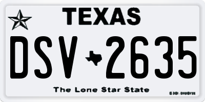 TX license plate DSV2635