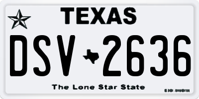 TX license plate DSV2636