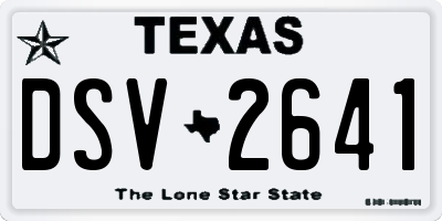 TX license plate DSV2641