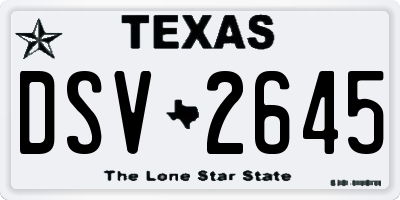 TX license plate DSV2645