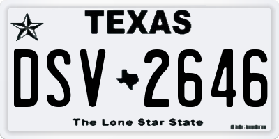 TX license plate DSV2646