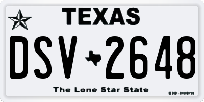 TX license plate DSV2648