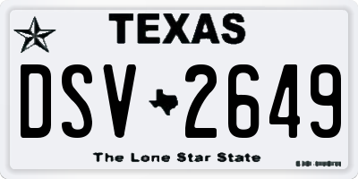 TX license plate DSV2649