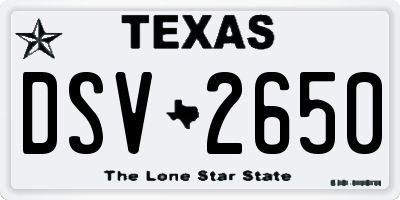 TX license plate DSV2650