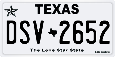 TX license plate DSV2652