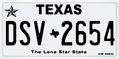 TX license plate DSV2654