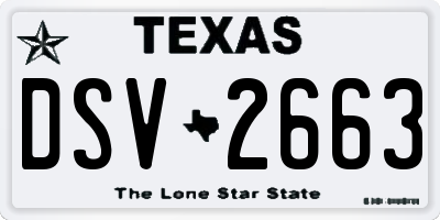TX license plate DSV2663