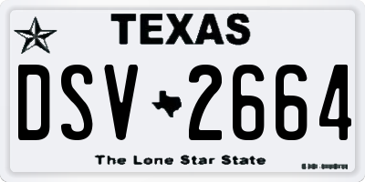 TX license plate DSV2664