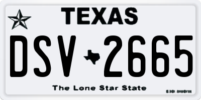 TX license plate DSV2665