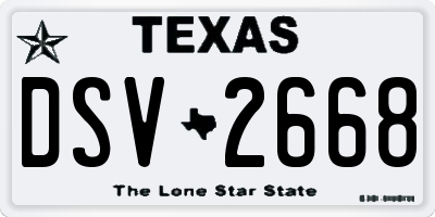 TX license plate DSV2668
