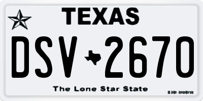 TX license plate DSV2670