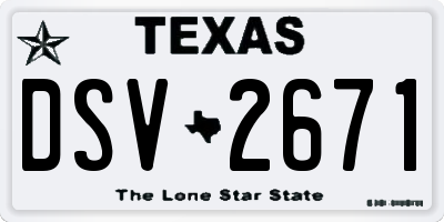 TX license plate DSV2671