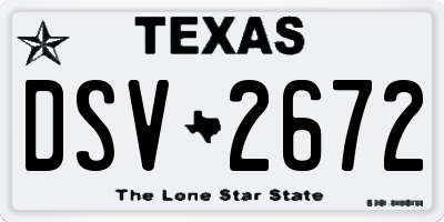 TX license plate DSV2672