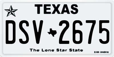 TX license plate DSV2675
