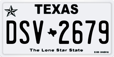 TX license plate DSV2679