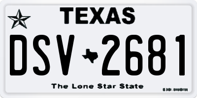 TX license plate DSV2681