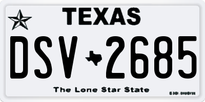 TX license plate DSV2685