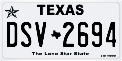 TX license plate DSV2694