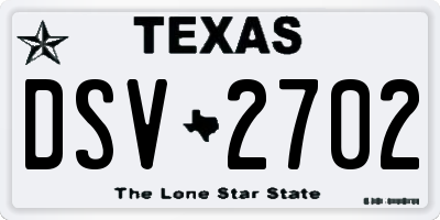 TX license plate DSV2702