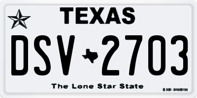 TX license plate DSV2703