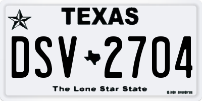 TX license plate DSV2704