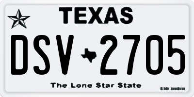 TX license plate DSV2705