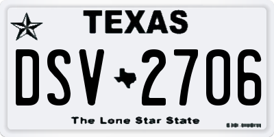 TX license plate DSV2706