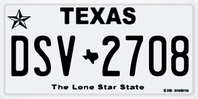 TX license plate DSV2708