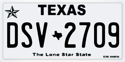TX license plate DSV2709