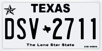 TX license plate DSV2711