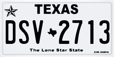 TX license plate DSV2713