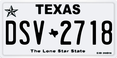 TX license plate DSV2718
