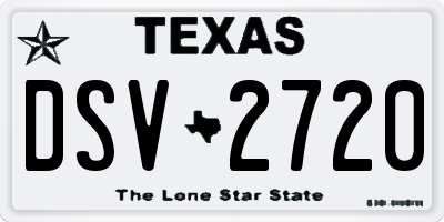 TX license plate DSV2720