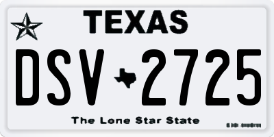 TX license plate DSV2725