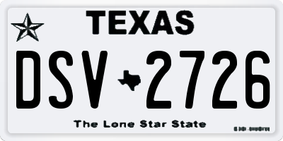 TX license plate DSV2726