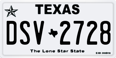 TX license plate DSV2728