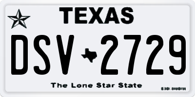 TX license plate DSV2729