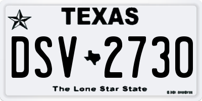 TX license plate DSV2730