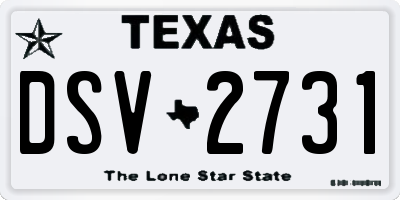 TX license plate DSV2731