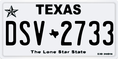 TX license plate DSV2733