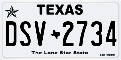 TX license plate DSV2734