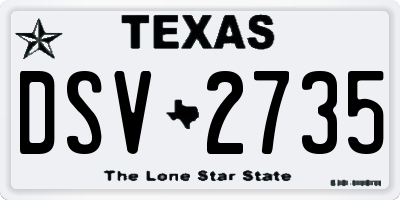 TX license plate DSV2735