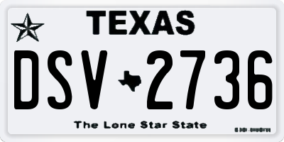 TX license plate DSV2736
