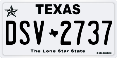 TX license plate DSV2737